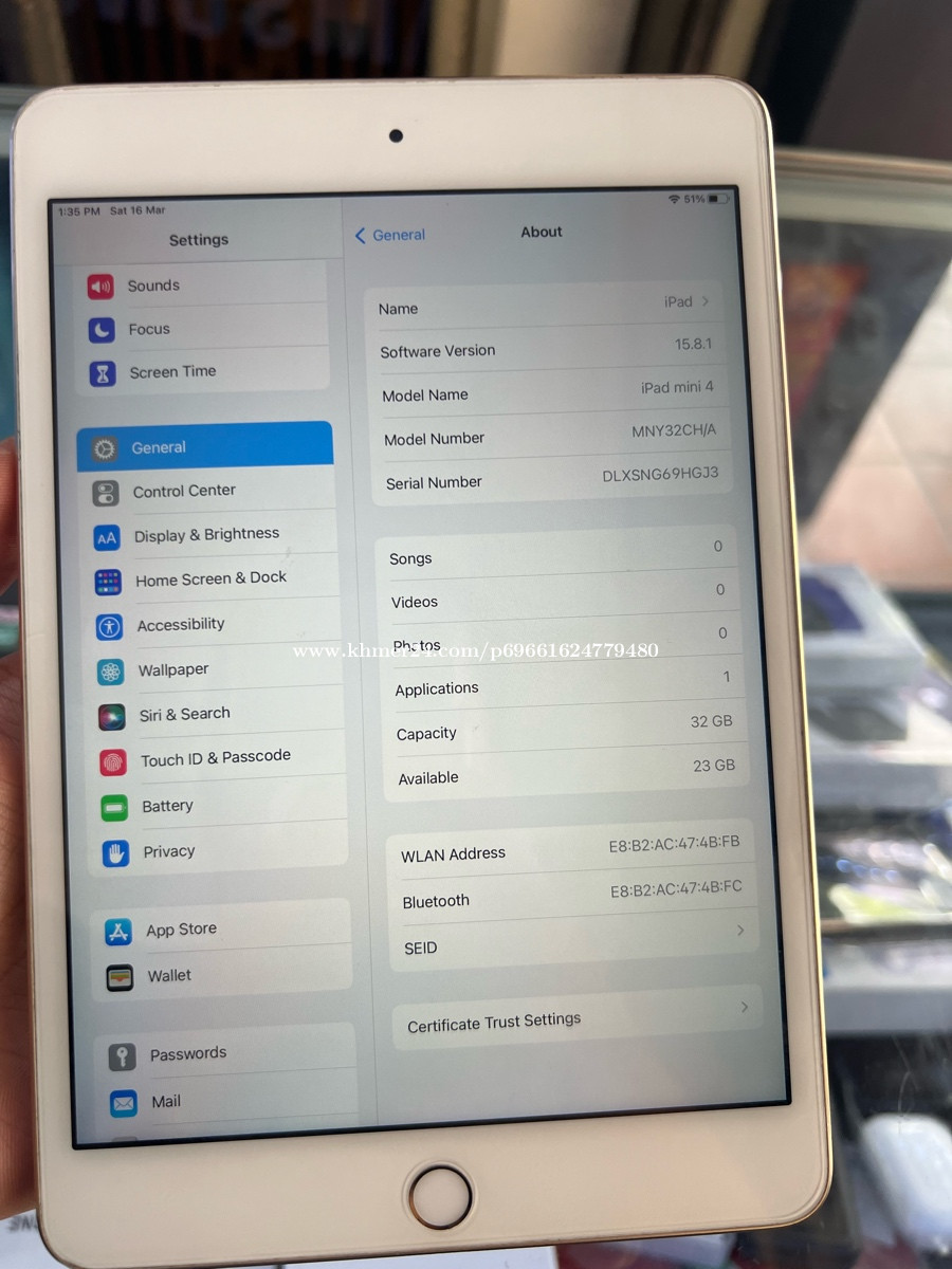 ipad mini4 WiFi 32g price $110.00 in Phsar Depou Muoy, Tuol