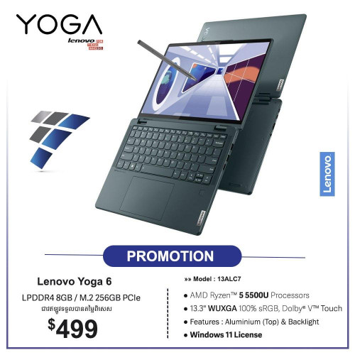 Lenovo Yoga 6 2in1 Touch with Pen Price : $699 > $499 (Promotion)