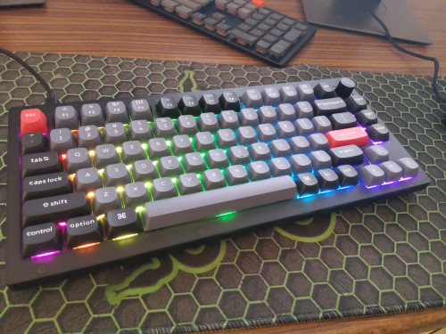 Keychron V1 Black Transparent 82-Key Wired Mechanical Keyboard Key Change VIA Custom RGB Gaming