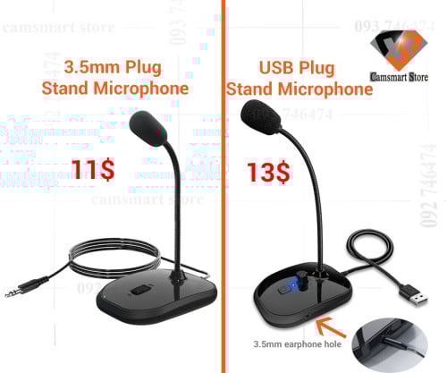 USB Wire Microphone Speech Mic Stand Holder USB Desktop Microphone 3.5M plug Microphone