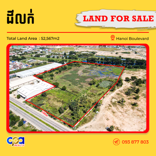 ដីលក់នៅលើផ្លូវហាណូយ​ សង្កាត់ឃ្មួញ