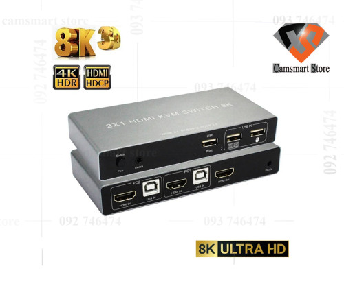 HDMI KVM Switch 8K 60Hz HDMI USB KVM Switcher 4K 120Hz 2 in 1 out HDR ...