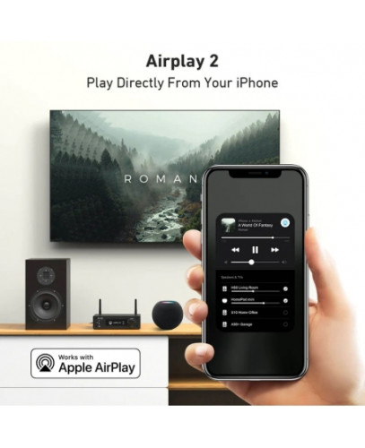Wi-Fi, 50Wx2 Amplifier, Spotify, Bluetooth, AirPlay2, HDMI, DSP, Streamer Arylic H50