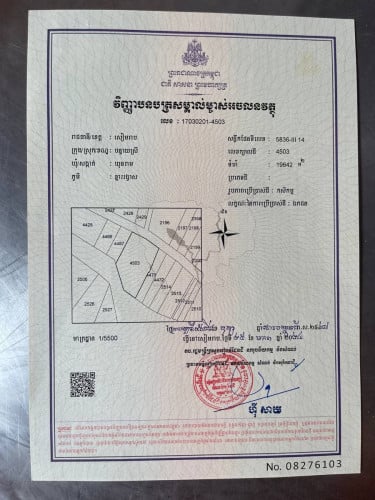 ដីលំហែរជាប់ជេីងភ្នំគូលេនលក់តម្លៃធូថ្លៃនៅឃុនរាមស្រុកបន្ទាយស្រី