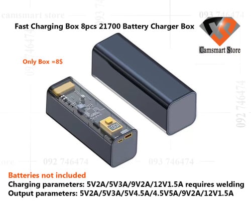 8pcs 21700 batteries super fast charging PD22.5W  box power bank shell diy set