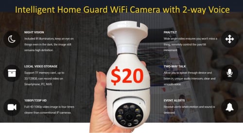 5Mpx FHD WiFi Security Cameras $20 each.