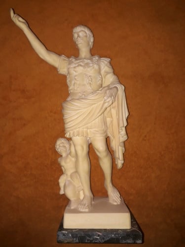 Gaius Julius Caesar Augustus Prima Porta Statue Marble Base Made Italy Sculpture