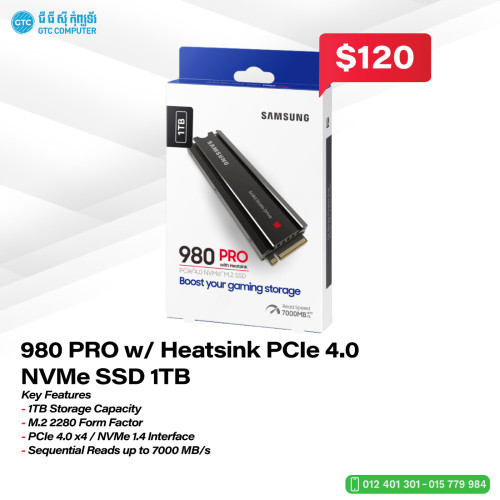 980 Pro W  Heatsink Pcie® 4.0 Nvme™ Ssd 1tb Price $120.00 In Veal Vong 