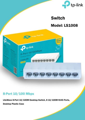 TP-LINK 8-Port 10/100Mbps Desktop Network Switch 👉Model: LS1008