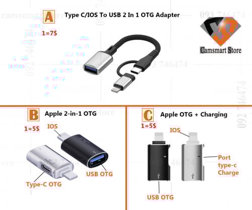 2 in 1 USB Type-C To Lightning OTG Adapter for IPhone Ipad Mouse Keyboard U Disk Card Reader Data