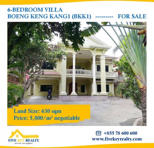 ផ្ទះវិឡាសម្រាប់លក់ នៅបឹងកេងកង1 - $5,800/m2