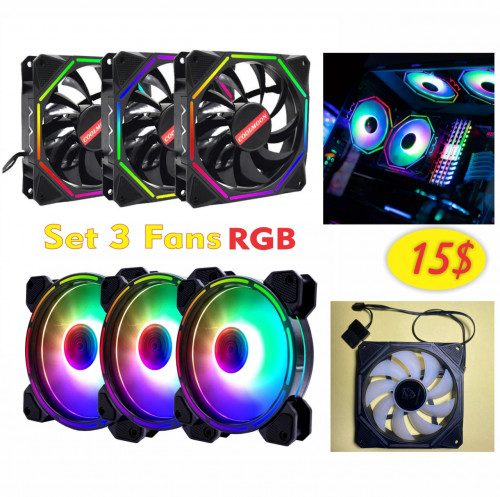 (NEW) RGB Fans x3 Set For sale