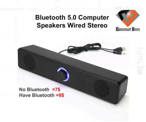 4D Surround Soundbar Bluetooth 5.0 Computer Speakers Wired Stereo Subwoofer Sound Bar for Laptop PC 