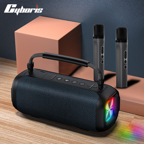 បាសខេរាអូខេ80W- Portable Karaoke Bluetooth Speaker RGB Colorful-Cyboris CYB-T12