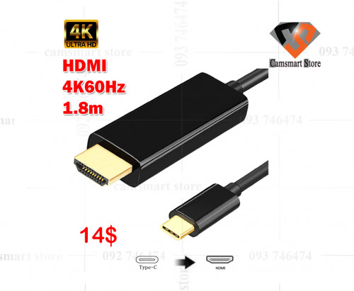 Cable USB C cable 3.1 Type C to HDMI 4K 60HZ 1.8M  HDMI to Type C