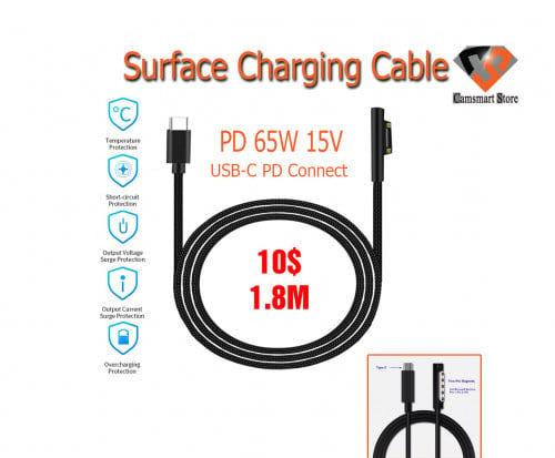 USB TYPE C PD charging cable for Microsoft Surface Pro 6/5/4/3 Tablet