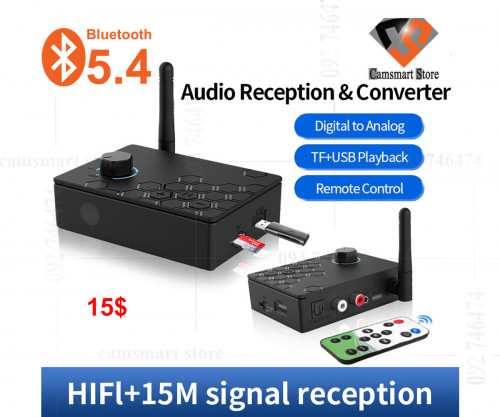 New 5.4 Bluetooth receiver digital to analog with remote control fiber optic SPDIF converter adapter