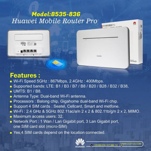 HUAWEI B535-836 SimCard 4G CPE Router