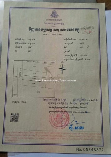 ដីលក់ 115$/m2