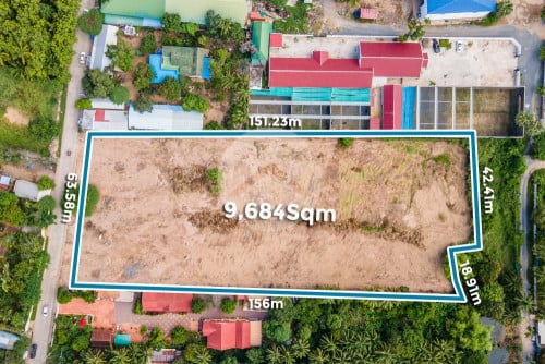 #LANDSALE: ដីសម្រាប់លក់ ទំហំ 9,684m² ទីតាំងនៅ​ខណ្ឌច្បារអំពៅ រាជធានីភ្នំពេញ!​📍