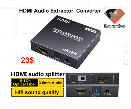 HDMI Audio Extractor Stereo Extractor Converter 5.1 Channel Optical Fiber Audio 