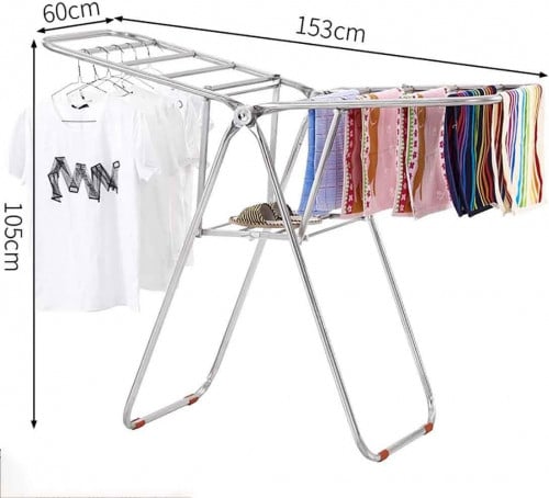 wing shape indoor expandable foldable steel garment hanging clothes hanger rack