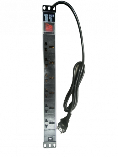 Linkbasic PDU 6 Way Universal Socket with Germany Plug, horizontal 1U, sliver white aluminium