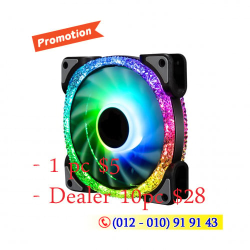 - LED Cooling Fan RGB Diamond 12Cm Cooler (10pcs: $28) For Computer Case PC