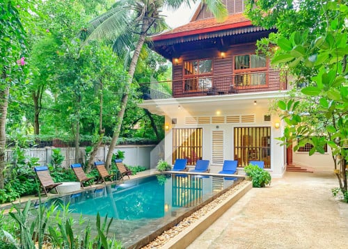 ផ្ទះឈើសម្រាប់លក់មានចំណូលស្រាប់ក្នុងសង្កាត់ស្លក្រាម ក្រុងសៀមរាប