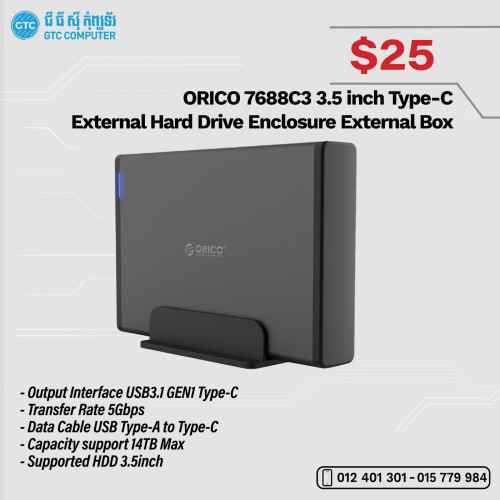 Orico 7688C3 3.5inch Type-C External Hard Drive Enclosure External Box ...