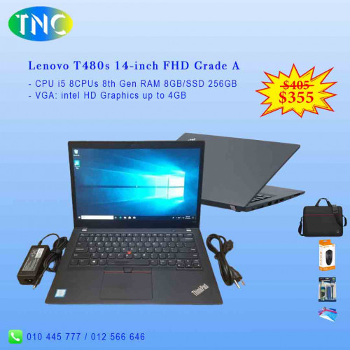 Lenovo T480s Core i5 8th 8CPUs RAM 8GB SSD 256GB VGA intel HD