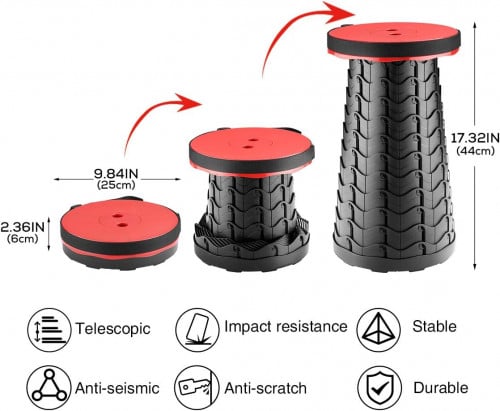 Foldable Stool with Adjustable Height Heavy -Holds Up 150Kg
