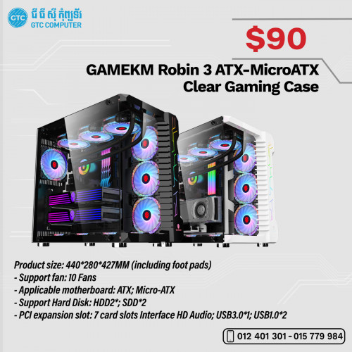 GAMEKM Robin 3 ATX-MicroATX Clear Gaming case