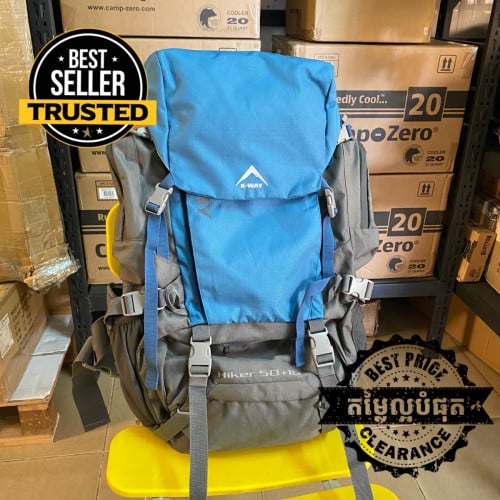 K-WAY HIKER 50L + 10L HIKING PACK- rain cover included