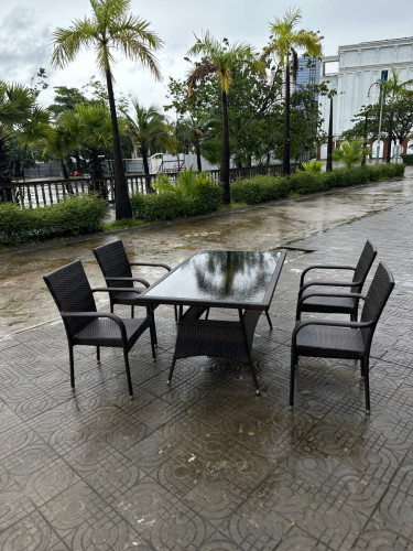 Glass table + 4 chairs