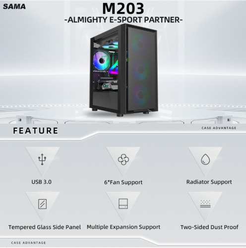 SAMA M203 Gaming Case Black Whtie