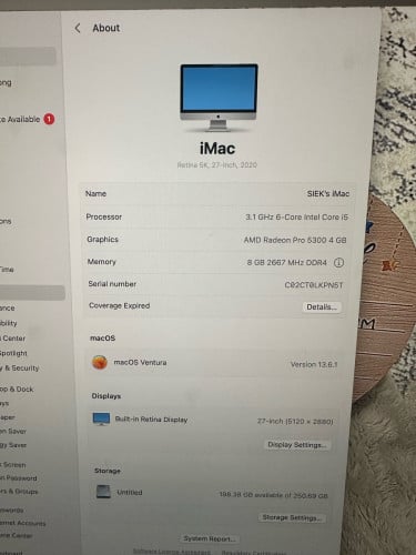 Apple iMac 27” retina 5K 2020 ឆែបកញ្ចក់