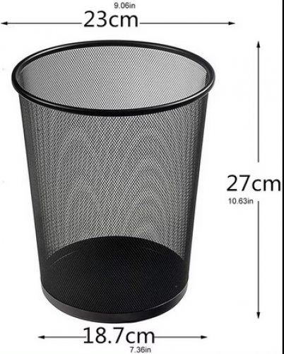 Circular Metal Mesh Waste Paper Basket-19X23X27CM-S