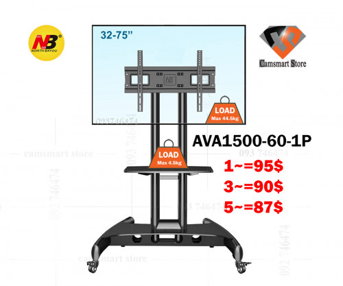 Nb Ava1500-60-1p Mobile TV Cart 32"-70" Flat Panel LED LCD Plasma TV Stand with Camera Tray 