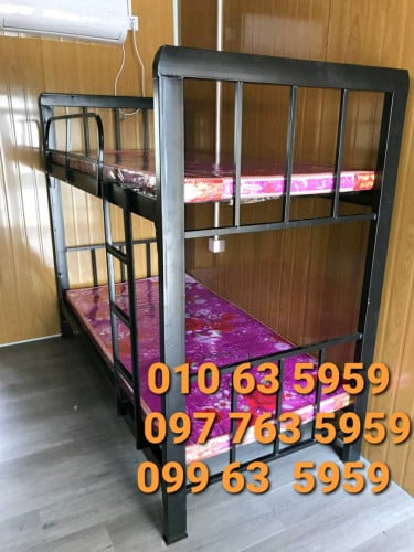 គ្រែ2ជាន់ខ្មៅ +ពូកស្នោរដេររឹម6ហ៊ុន 2សន្លឹក