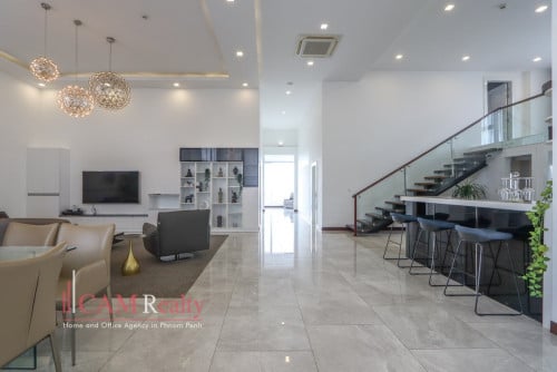 프놈펜 아파트 렌트 | 4 Bedroom Duplex Penthouse For Rent in South of Russian Market