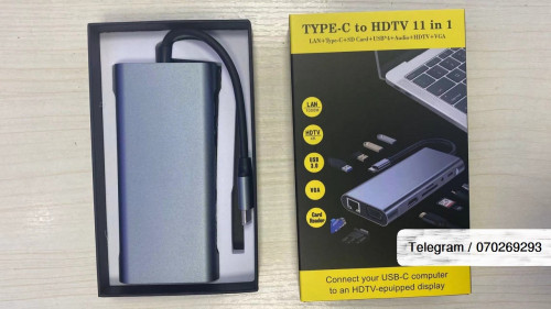 Type C Converter 11 in 1 HDMI/VGA/USB/Lan