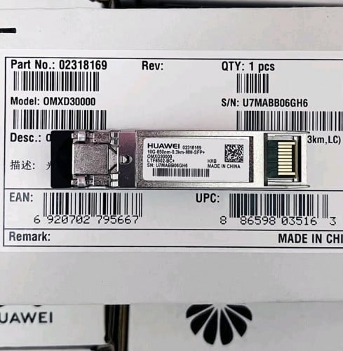 Huawei OMXD30000 Optical Transcever SFP+ 10G, Multi-mode, part number 02318169 (850nm,0.3km,LC)