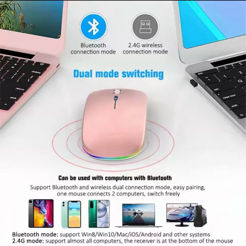 Wireless Mouse មិនប្រើខ្សែ(Bluetooth5.2 +2.4GH) តម្លៃត្រឹមតែ $7