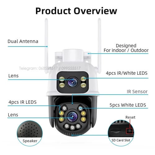 Camera WiFi Dual Lens ប្លង់២ Free 64GB