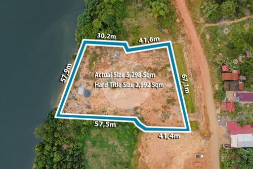 ដីសម្រាប់លក់ទំហំ 5,298m² #មាន​ប្លង់រឹង ស្ថិតនៅតាមបណ្ដោយព្រែកទឹកឈូ ក្នុងខេត្តកំពត