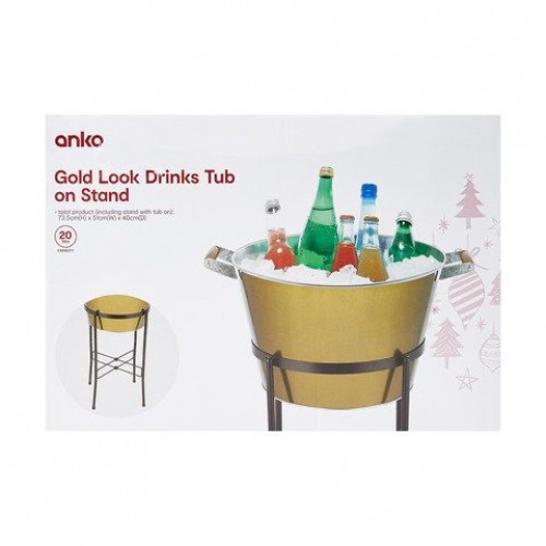 Anko Gold Look Drinks Tub On Stand