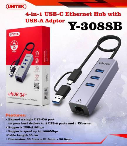 4in1 USB -C Ethernet Hub With USB -A Aapter Y-3080B Have in stock \u2764\ufe0f