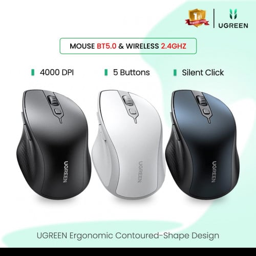 UGREEN Mouse Contoured-Shape Wireless & Bluetooth5.0 MU101