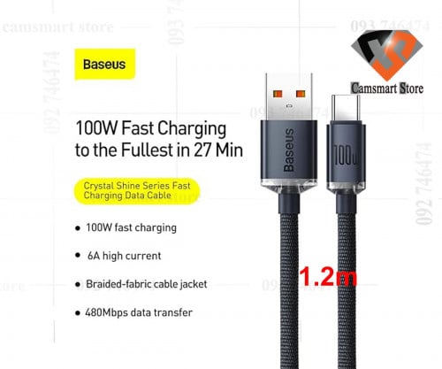 Baseus Crystal Shine Series 100W Type-C Fast Charging Data Cable
